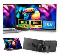 AetherSpark 15.6" Dual 1080P FHD Frameless Portable Laptop Monitor Extender, Detachable, Compatible with Windows/Mac/Chrome/Android
