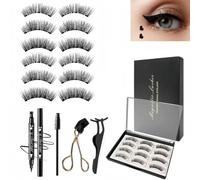 AethroLux Magnetic Eyelash Set -10 In 1 Set, Equipped With A Dual Eyeliner Pen/Brush/Eyelash Curler/Box, Natural Appearance, Reusable