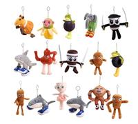 AETHYLC Shanhaijing Monster Keychain Blind Box, 6PCS Cute Red Cliff Wooden Man Set Small Mythical Creature Doll inc Tung Tung Shark, Mini Collection Art Toy (12-15cm, Random)