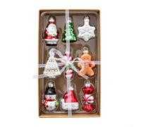 Aetluxery Festive Christmas Tree Ornaments Set - Glass Hanging Decorations for Home, Snowman, Angel & House Designs, Handcrafted Detail(A)
