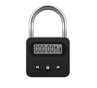 Aetluxery Metal Timer Lock with LCD Display and 999 Hour Timing, USB Rechargeable Electronic Time Lock for Outdoor Use, Keyless Digital Lock with Alarm Reminder(black)