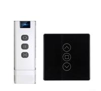 Aetluxery WiFi Curtain Switch with Touch Control and RF433 Remote, 2.5D Curved Glass Panel, Voice Activated via For Alexa, Multiple Control Methods Including Manual,(white)