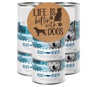 AETN Creations Bundle | Blue River Wet Adult Dog Food 6 x 400g Fish Protein | 100% Grain-Free Recipe | Includes 1 of 6 AETN Canine Quote Coasters