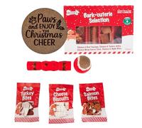 AETN Creations Christmas Pet Gift Bundle - Bark-Cuterie Treat Selection 200 g + Festive Treat Stocking 120 g + Christmas Coaster | Holiday Dog Lover Gift Set