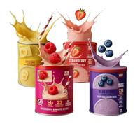 AETN Creations Fruity Meal Replacement Shake Variety Pack - Strawberry, Banana, Blueberry & Raspberry White Chocolate (4 x 365g) - Slim Fast Style Bundle with AETN Meal Planner Guide