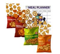 AETN Creations High Protein Crisp Snack Bundle - 12 Mixed Bags (Cheddar, Sea Salt, BBQ, Sour Cream & Chive) - Slim Fast Style Savoury Snack Pack with AETN Meal Planner Guide