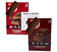 AETN Creations Meal Replacement Bars Bundle - 4x Chocolate Fudge & 4x Dark Chocolate & Cranberry (8 x 60g) - Low Calorie Slim Fast Style Bars with High Protein & Fibre + AETN Exclusive Meal Planner