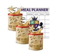 AETN Creations Meal Replacement Shake Powder - Pack of 3 Vanilla Flavour Tins (365g Each) - High-Protein, Low-Sugar, 10 Servings Per Tin + Meal Planner Guide