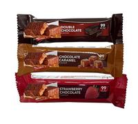 AETN Creations Mixed Snack Bar Variety Pack - 6 x 25g (2x Choco Caramel, 2x Strawberry Chocolate, 2x Double Chocolate) - High Protein Slim Fast Style Bars with AETN Meal Planner Guide