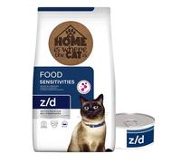 AETN Creations Sensitive Cat Starter Bundle - Z/D Food Sensitivities 3kg Dry Cat Food with 1 Wet Tin + AETN Exclusive Coaster - Diet for Food Intolerances