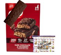 AETN Creations® Slim Fast Meal Replacement Bars Dark Chocolate Carnberry, 4x60g - Low Calorie, High Protein and Fibre Meal Bars for Weight Loss Diet with Meal Planner