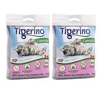AETN Creations Tigerino Canada Clumping Clay Bundle of Cat Litter Baby Powder Fragrance 24kg plus AETN Cat treat