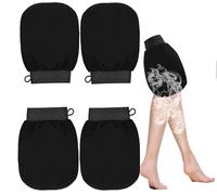 Aetomtins Exfoliating Gloves - Smooth Skin, Dead Skin Exfoliating Gloves Remove Dead Skin Cells (4 Black)