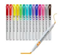 AETPI 15PCS Dual Tip Highlighter Pens Set Pastel 15 Assorted Colours Water-Based Quick Dry Broad Chisel and Fine Tip Markers Non Toxic Ink No Bleed for Highlighting Underlining Colouring Journaling