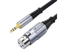 AETPI Balanced 3Pin XLR Female to 3.5mm TRS Stereo Jack Cable Low Noise Gold Plated Construction 20AWG OFC Core (3 Meters)