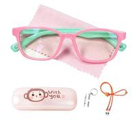 AetrvoHope Blue Light Blocking Glasses for Kids Girls,Pink Cute Computer Glasses for Kids Age 3-12,Flexible Silicone Unbreakable Frame Gaming Glasses for Children,Anti UV&Eyestrain