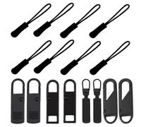 Aeuezxx Spare Zipper Pull, 16 Pices Zipper Puller Replacement, for Purse, Luggage, Clothes, Jeans, Suitcase, (8 PCS Zip Tags Cord Pulls and 8 PCS Metal Zip Pulls)