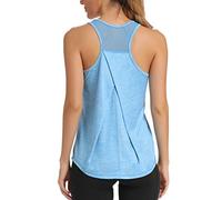 Aeuui Womens Workout Tops for Women Exercise Racerback Tank Tops Mesh Yoga Shirts Athletic Running Tank Tops Sleeveless Gym Clothes, Blue, S