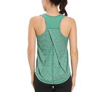 Aeuui Womens Workout Tops for Women Racerback Tank Tops Mesh Yoga Shirts Athletic Running Tank Tops Sleeveless Gym Clothes, Foliage Green, Medium