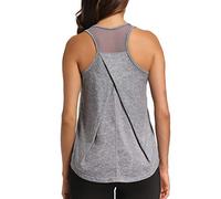 Aeuui Womens Workout Tops for Women Racerback Tank Tops Mesh Yoga Shirts Athletic Running Tank Tops Sleeveless Gym Clothes, Grey, Medium
