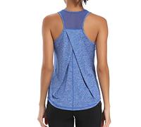 Aeuui Womens Workout Tops for Women Racerback Tank Tops Mesh Yoga Shirts Athletic Running Tank Tops Sleeveless Gym Clothes, Bright Blue, M