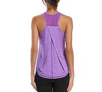 Aeuui Womens Workout Tops for Women Racerback Tank Tops Mesh Yoga Shirts Athletic Running Tank Tops Sleeveless Gym Clothes, Purple, Large
