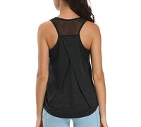 Aeuui Womens Workout Tops for Women Racerback Tank Tops Mesh Yoga Shirts Athletic Running Tank Tops Sleeveless Gym Clothes, Dark Grey, Medium