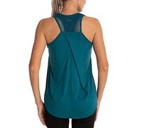 Aeuui Womens Workout Tops for Women Racerback Tank Tops Mesh Yoga Shirts Athletic Running Tank Tops Sleeveless Gym Clothes, Dark Green, XL