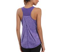 Aeuui Womens Workout Tops for Women Racerback Tank Tops Mesh Yoga Shirts Athletic Running Tank Tops Sleeveless Gym Clothes, Royal Light, Medium