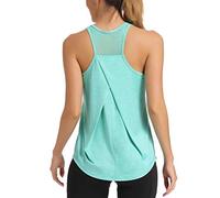 Aeuui Womens Workout Tops for Women Racerback Tank Tops Mesh Yoga Shirts Athletic Running Tank Tops Sleeveless Gym Clothes, Green, Medium