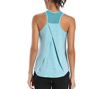 Aeuui Workout Tops for Women Exercise Mesh Racerback Tank Yoga Shirts Gym Clothes, Lake Blue, Large