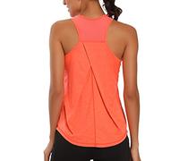 Aeuui Workout Tops for Women Mesh Racerback Tank Yoga Shirts Gym Clothes, Orange, Medium