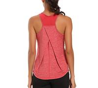 Aeuui Workout Tops for Women Mesh Racerback Tank Yoga Shirts Gym Clothes, Red, X-Large