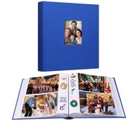 Aevdor 240 Pockets 5x7 Photo Album with Writing Space, Large Capacity Photo Album 5x7 Holds 240 Photos, Linen Cover Acid Free Photo Book with Memo for Baby Family Anniversary Wedding Pictures, Blue