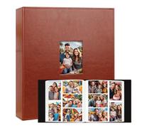 Aevdor 700 Pockets Photo Album 4x6, Extra Large Capacity Leather Cover Wedding Family Photo Albums Holds 700 Horizontal and Vertical Photos, Acid-free Pages 4x6 Photo Album with Front Window (Brown)