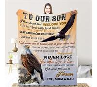 Aevmsor to My Son Blanket from Dad and Mom, Personalized Message Blanket, Gifts for Son on His Birthday Wedding Fathers Day, Soft Warm Blanket Positive Encourage and Love Birthday Gifts