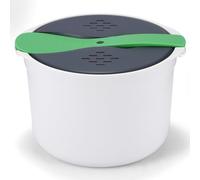 AEVORA Microwave Rice Cooker, 2L Microwave Steamer Set Non-stick Rice Steamer, Dishwasher Safe, Microwave Steamer with Rice Scoop, Lid, Strainer and Pot, Portable Rice Cooker for Home Office