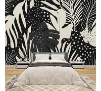 AevuCub Abstract Leave Wallpaper for Living Room - Modern ArtTropical Leaf Wall Art, Non-Woven Photo Wallpaper 3D Effect, 200x140 cm