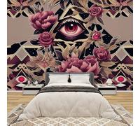 AevuCub All Seeing Eye Mural Wallpaper for Living Room Bedroom Decor - Vintage FlowerWitchy Wall Art, Non-Woven Photo Wallpaper 3D Effect, 300x210 cm