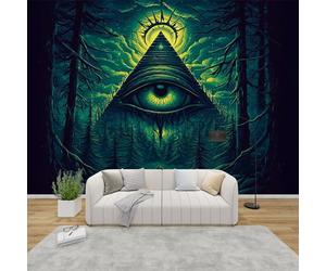 AevuCub All Seeing Eye Wall Mural - Evil Eye Mural Wallpaper for Living Room, Bedroom Decor, Horror Forest Wall Art, Non-woven Photo Wallpaper 3D Effect, 100x70 cm