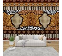 AevuCub Animal Print Wall Mural - Zebra Leopard Print Mural Wallpaper for Living Room, Bedroom Decor, Boho Ethnic Tribal Wall Art, Non-Woven Photo Wallpaper 3D Effect, 250x175 cm