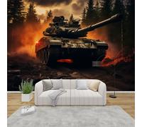 AevuCub Army Tank Wallpaper for Living Room - Military Wall Murals for Bedrooms, War Wall Art, Non-Woven Photo Wallpaper 3D Effect, 366x254 cm