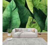 AevuCub Banana Leaf Wallpaper for Living Room - Tropical Wall Murals for Bedrooms, Green Leaves Wall Art, Non-Woven Photo Wallpaper 3D Effect, 200x140 cm