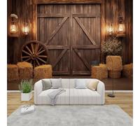 AevuCub Barn Door Wall Mural - Farm Theme Mural Wallpaper for Living Room, Bedroom Decor, Country Wall Art, Non-Woven Photo Wallpaper 3D Effect, 250x175 cm