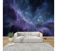AevuCub Blue Nebula Wallpaper for Living Room - Kids Space Theme Playroom Wall Murals for Bedrooms, Celestial Galaxy Universe Wall Art, Non-Woven Photo Wallpaper 3D Effect, 500x350 cm