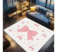 AevuCub Bow Rug Pink - Machine Washable Rugs Living Room 140 x 200, Girls Kids Princess Room Rug for Bedroom, Cute Preppy Bow Patterned Carpet, Non Slip & Soft Low Pile & Stain Resistant