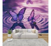 AevuCub Butterflies Wallpaper for Living Room - Purple Butterfly Wall Murals for Bedrooms, Girls Romantic Wall Art, Non-Woven Photo Wallpaper 3D Effect, 150x105 cm