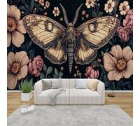 AevuCub Butterfly Wallpaper for Living Room - Vintage Butterflies Wall Murals for Bedrooms, Pink Flower Wall Art, Non-Woven Photo Wallpaper 3D Effect, 400x280 cm