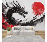 AevuCub Chinese Dragon Mural Wallpaper for Living Room Bedroom Decor - Japanese Wall Mural, Oriental Traditional Wall Art, Non-Woven Photo Wallpaper 3D Effect, 400x280 cm