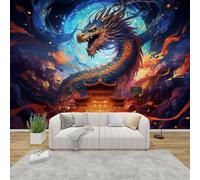 AevuCub Chinese Dragon Wallpaper for Living Room - Asian Wall Murals for Bedrooms, Boys Fantasy Animal Wall Art, Non-Woven Photo Wallpaper 3D Effect, 200x140 cm